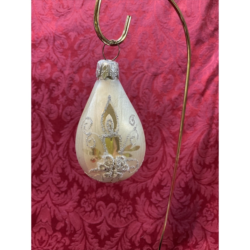 Vintage Hand Blown gold and silver candle/flower design ornaments X 4 W. Germany - Picture 2 of 11